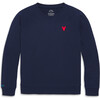 Grown-Ups Embroidered Heart Sweatshirt, Navy - Sweatshirts - 1 - thumbnail