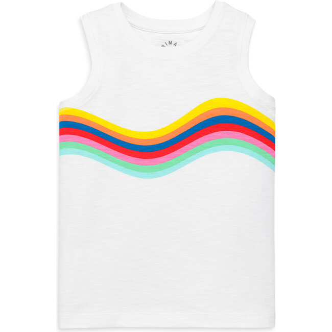 Rainbow Banner Wave Tank, White Rainbow Wave - Tank Tops - 1