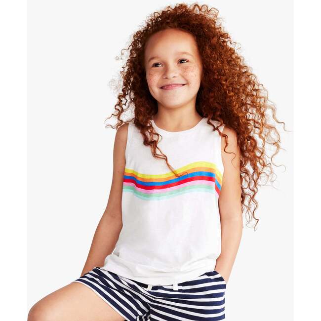 Rainbow Banner Wave Tank, White Rainbow Wave - Tank Tops - 2