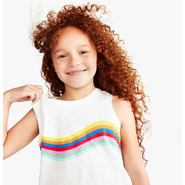 Rainbow Banner Wave Tank, White Rainbow Wave - Tank Tops - 3