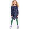 Kids Sweatshirt Dress In Rainbow Confetti Stars, Navy/ Confetti Stars - Dresses - 3