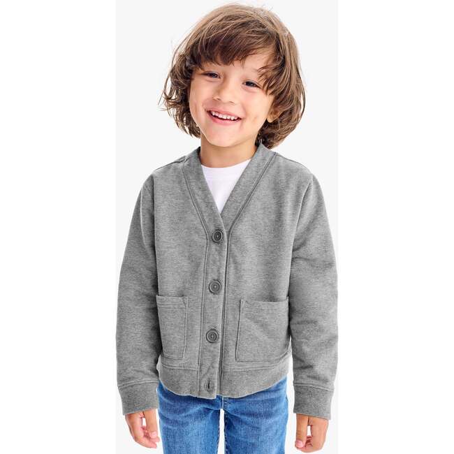 Kids Sweatshirt Cardigan, Heather Storm Gray - Sweatshirts - 4