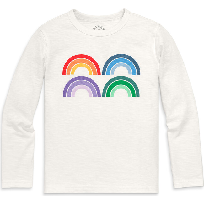 Kids Long Sleeve Rainbow Tonal Rainbow Tee, Ivory Rainbows