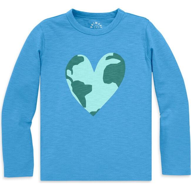 Kids Long Sleeve Earth Tee, Cornflower