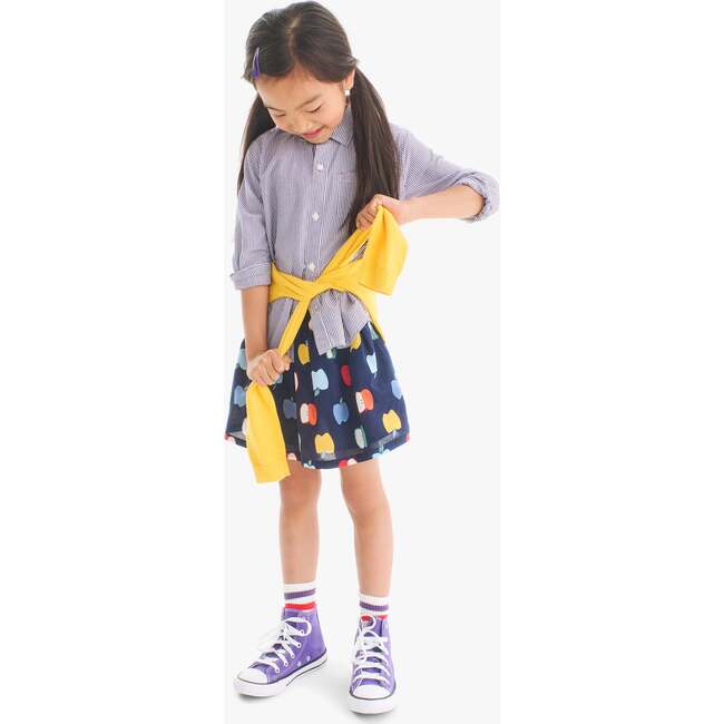 Kids Pull-On Pocket Skirt In Rainbow Apples, Navy Rainbow Apples - Skirts - 3
