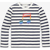 Kids Long Sleeve Rainbow Music Tee, Ivory/ Navy Stripe - T-Shirts - 1 - thumbnail