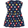 Kids Backyard Dress In Rainbow Apples, Navy Rainbow Apples - Dresses - 1 - thumbnail