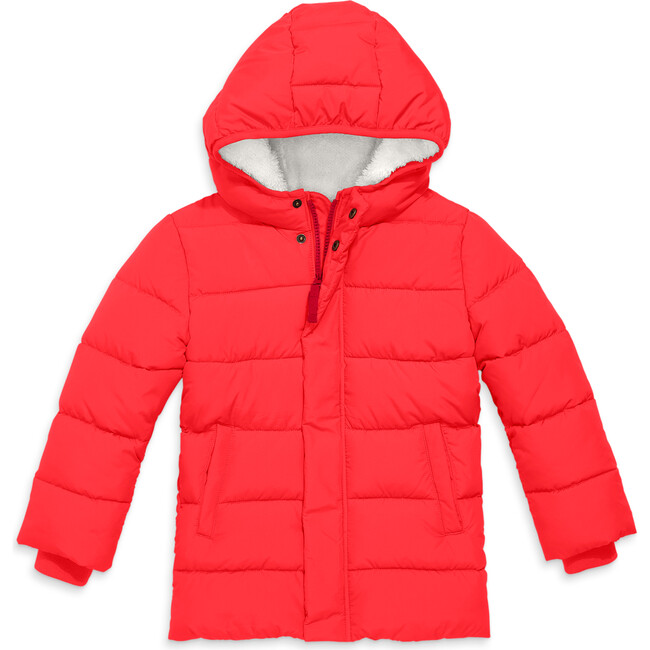 Parka Puffer Coat, Tomato - Coats - 1