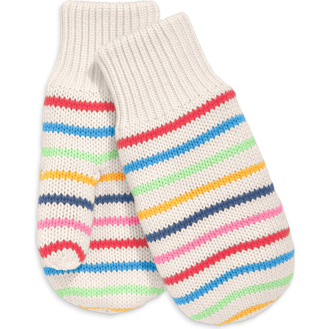 Kids Fleece-Lined Rainbow Stripe Mittens, Fall Oat Rainbow Stripe - Mitts - 1