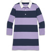 Long Sleeve Rugby Dress, Iris Navy Stripe - Dresses - 1 - thumbnail