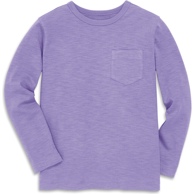 Long Sleeve Slub Pocket Tee, Iris - T-Shirts - 1