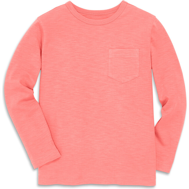 Long Sleeve Slub Pocket Tee, Guava - T-Shirts - 1