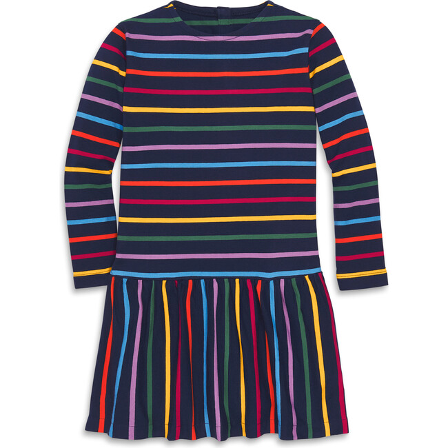 Explorer Dress In Rainbow Stripe, Rainbow Navy Fall Stripe - Dresses - 1