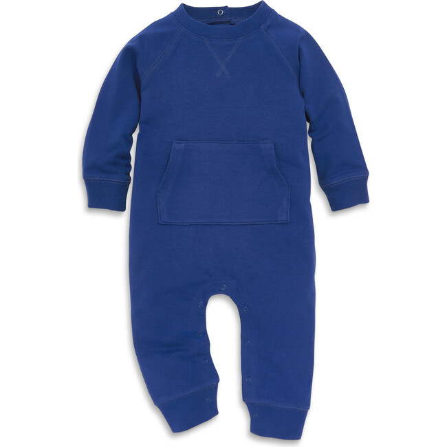 Baby Sweatshirt Romper, Cobalt - Rompers - 1