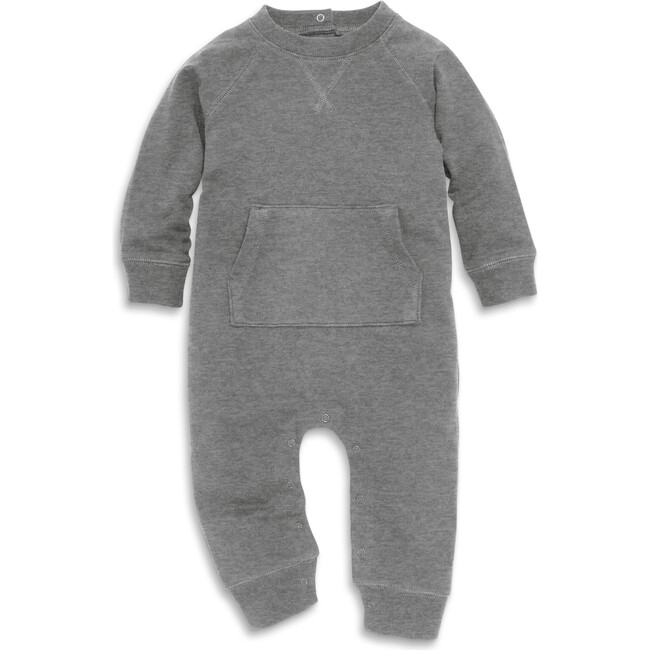 Baby Sweatshirt Romper, Heather Storm Gray - Rompers - 1