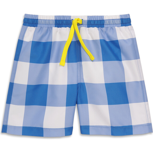 Swim Trunk In Gingham, Blueberry Gingham - Swim Trunks - 1