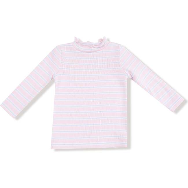 Long Sleeve Mock Turtle Neck Basics, Multi Stripe, Pink