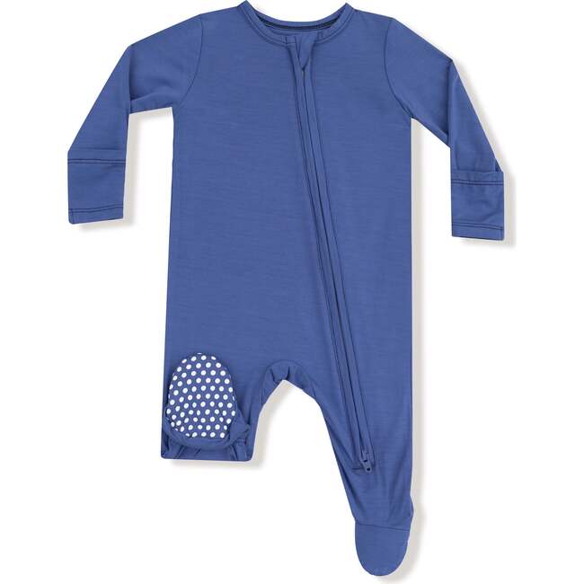 2 Way Zipper Footie Basics, Gray Blue