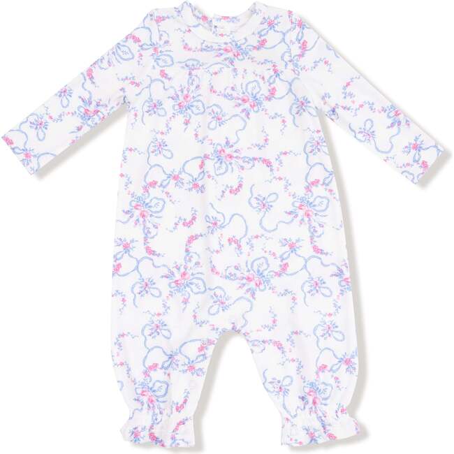 Cuffed Sleeve Romper Ribbon Floral Fling
