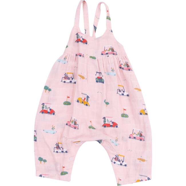 Tie Back Romper, Golf Cart Cuties Pink - Rompers - 1