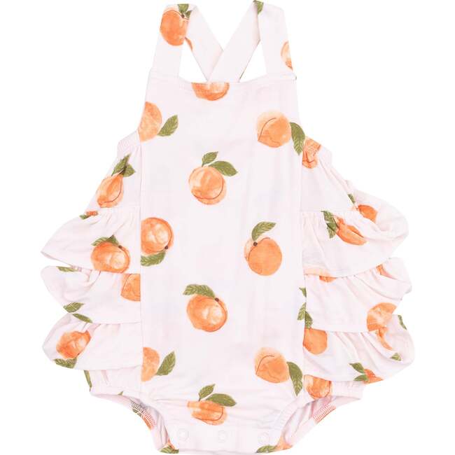 Ruffle Sunsuit, Watercolor Peaches, orange - Rompers - 1