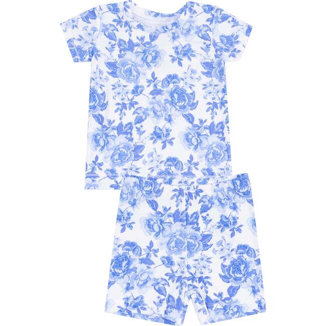 Loungewear Short Set, Roses In Blue - Mixed Apparel Set - 1