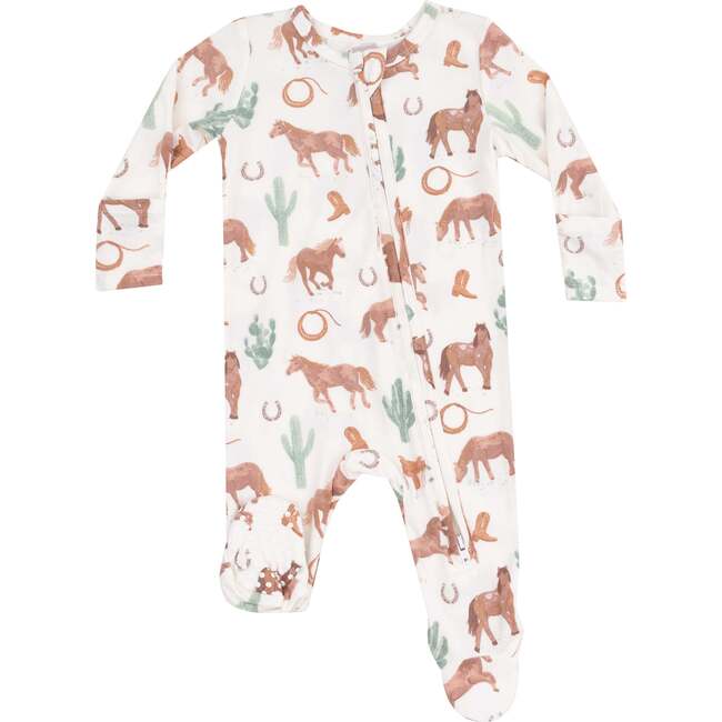 2 Way Zipper Footie, Western Horses - Footie Pajamas - 1
