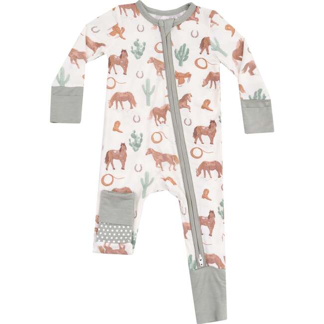 2 Way Zipper Romper, Western Horses - Rompers - 1