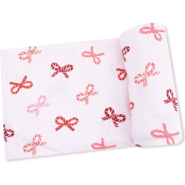 Swaddle Blanket, Candy Cane Bows