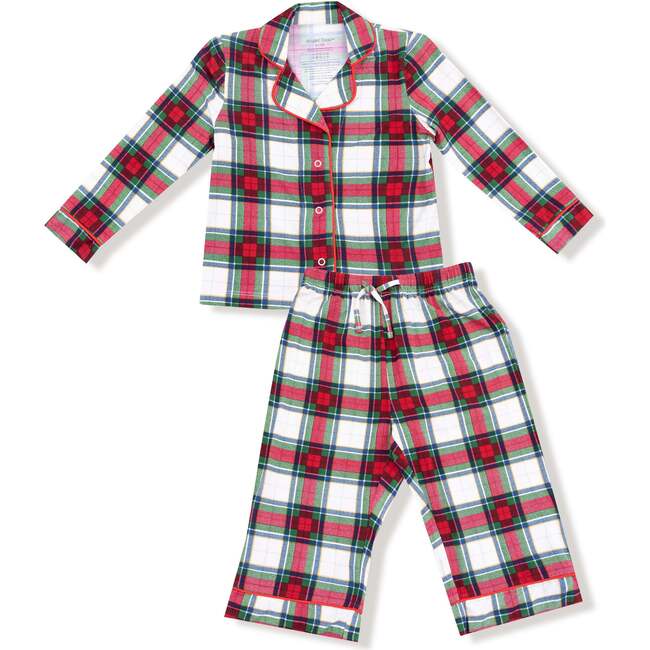 Kids Long Sleeve Coat Style with Pant, Holiday Plaid