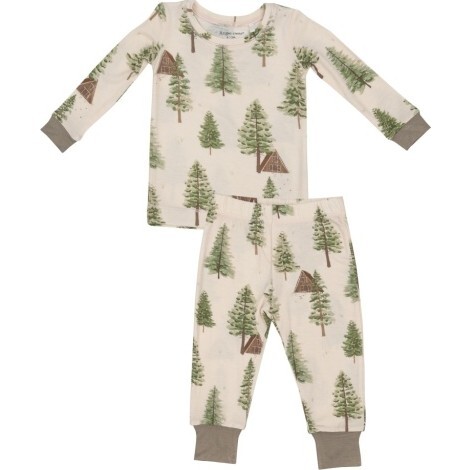 Cabin And Trees L/S Loungewear Set, Cream - Mixed Apparel Set - 1