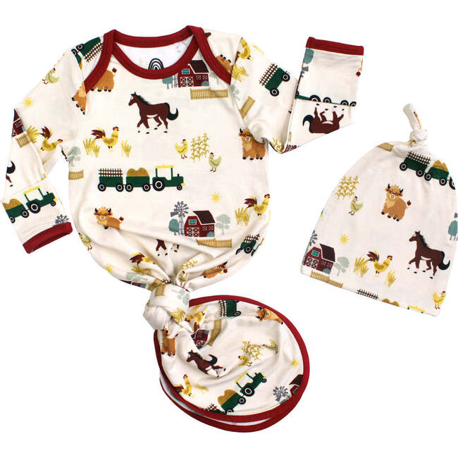On the Farm Bamboo Gown and Hat Newborn Baby Gift Set