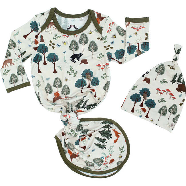In the Woods Bamboo Gown and Hat Newborn Baby Gift Set