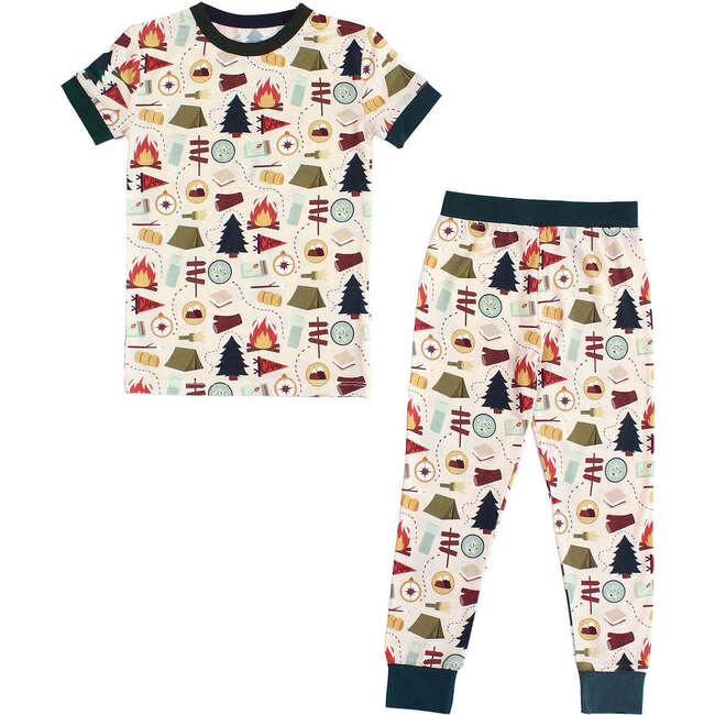 Camp Emerson Two-Piece Bamboo Short Sleeve Kids Pajama Pants Set