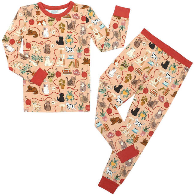 Cats Meow Kids Two-Piece Bamboo Long Sleeve Kids Pajama Pants Set