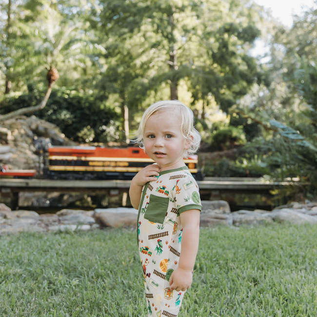 All Aboard the Dinosaur Train Bamboo Baby Shortie Romper - Rompers - 4