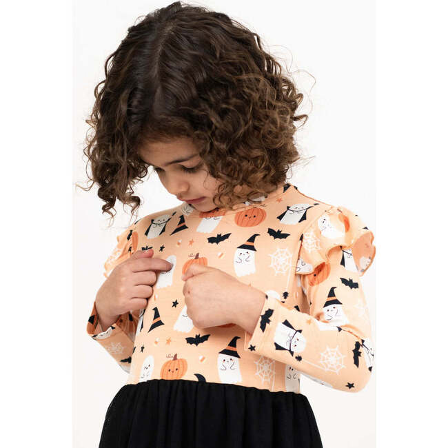 Boo-Tastic Glow-in-the-Dark Halloween Flutter Long Sleeve Tulle Twirl Dress - Dresses - 5