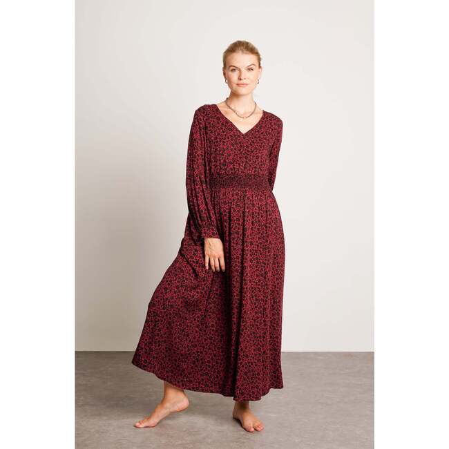 Leila Dress, Burgundy Floral