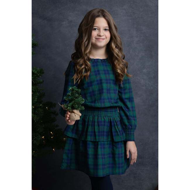 Holiday Plaid Tiered Tween Long Sleeves - Dresses - 3