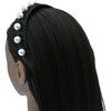 Pearl Studded Headband, Black - Headbands - 2