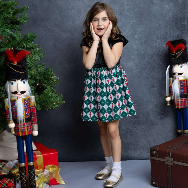Nutcracker Checks Mixed Media Dress - Dresses - 3