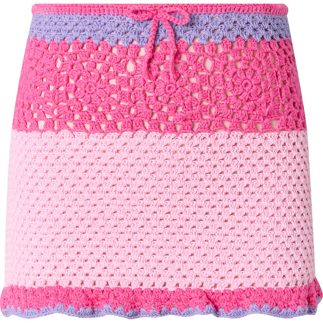 Molly Crochet Mini Skirt, Candy Pink / Purple