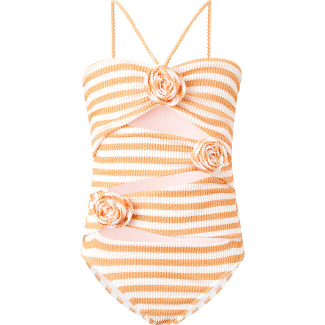 Nellie Full Piece, Orange / White Stripe