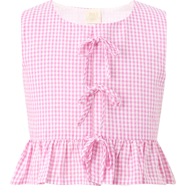 Elara Top, Pink Gingham
