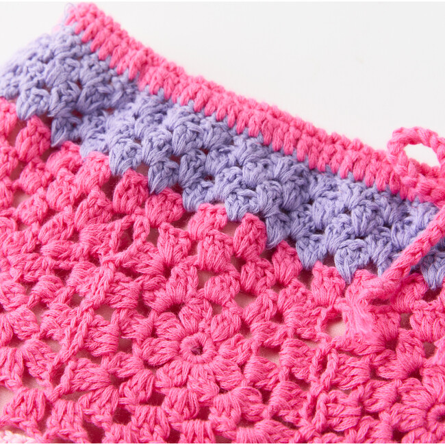 Molly Crochet Mini Skirt, Candy Pink / Purple - Skirts - 4