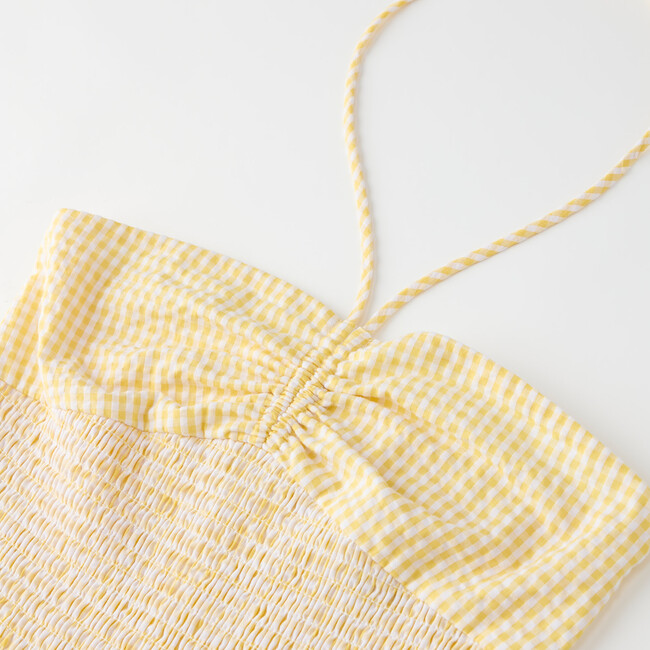 Elara Mini Dress, Yellow Gingham - Dresses - 3