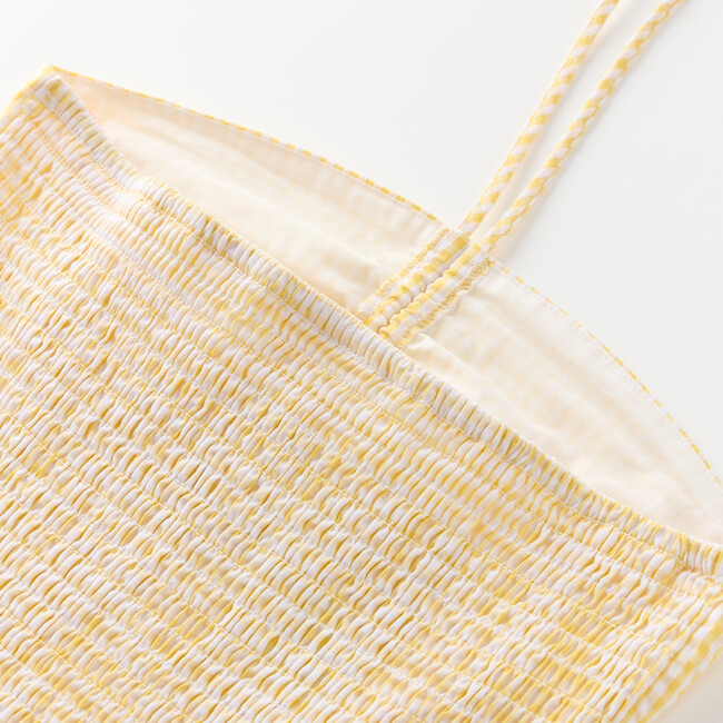 Elara Mini Dress, Yellow Gingham - Dresses - 8