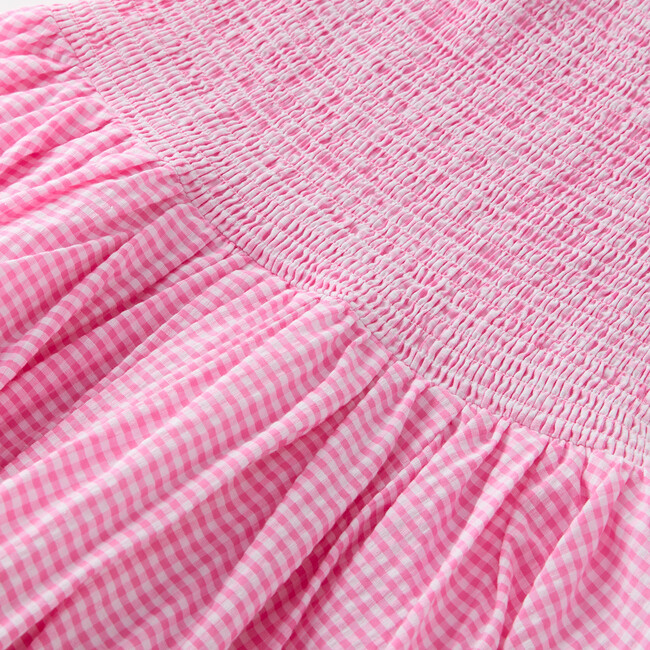 Elara Mini Dress, Pink Gingham - Dresses - 4