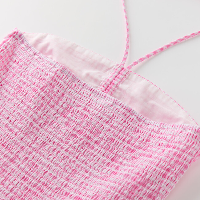 Elara Mini Dress, Pink Gingham - Dresses - 6
