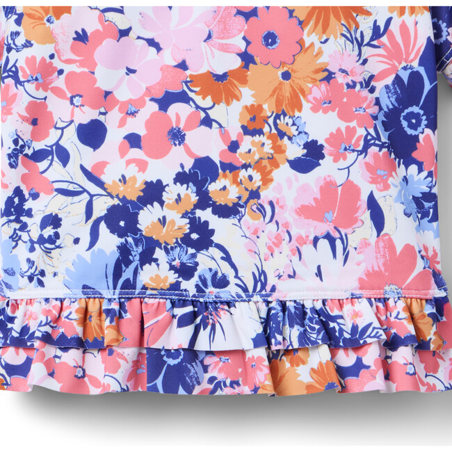 Recycled Floral Ruffle Rash Guard Swimsuit - Two Pieces - 3